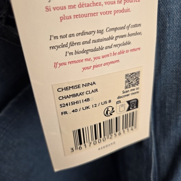 Sezane Nina Shirt size 40 NWT - Picture 9 of 9